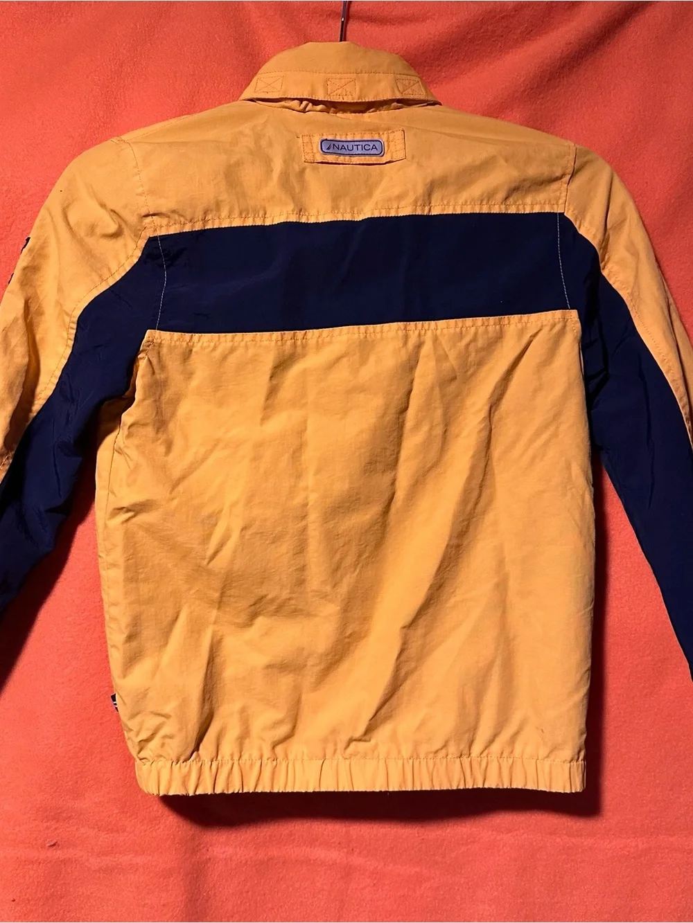 Nautica Boys XL 7 Yellow Navy Blue Windbreaker Water Resistant Jacket Nylon